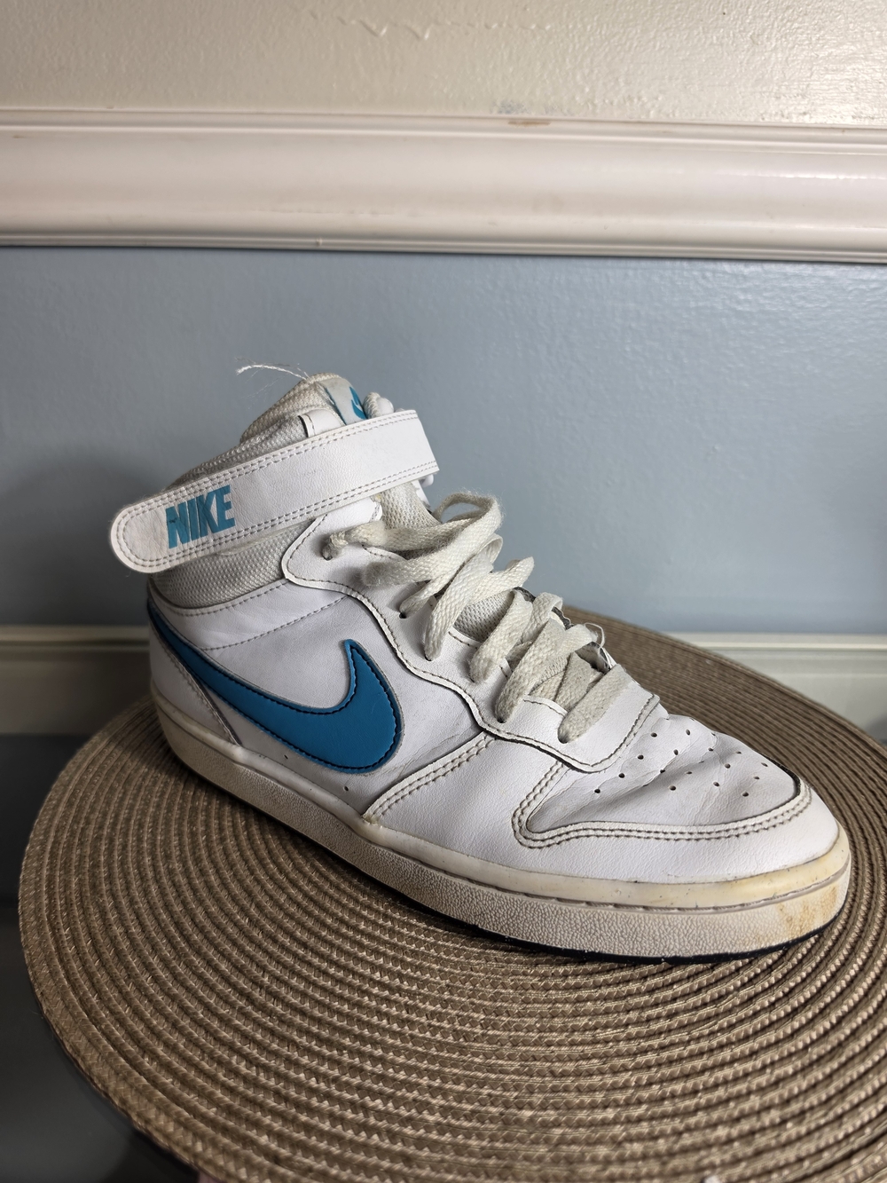 Nike Court Borough Mid White Blue Size 6.5
